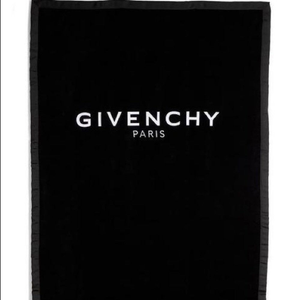 Set of 2 Givenchy Black Embroidered Beach Towel